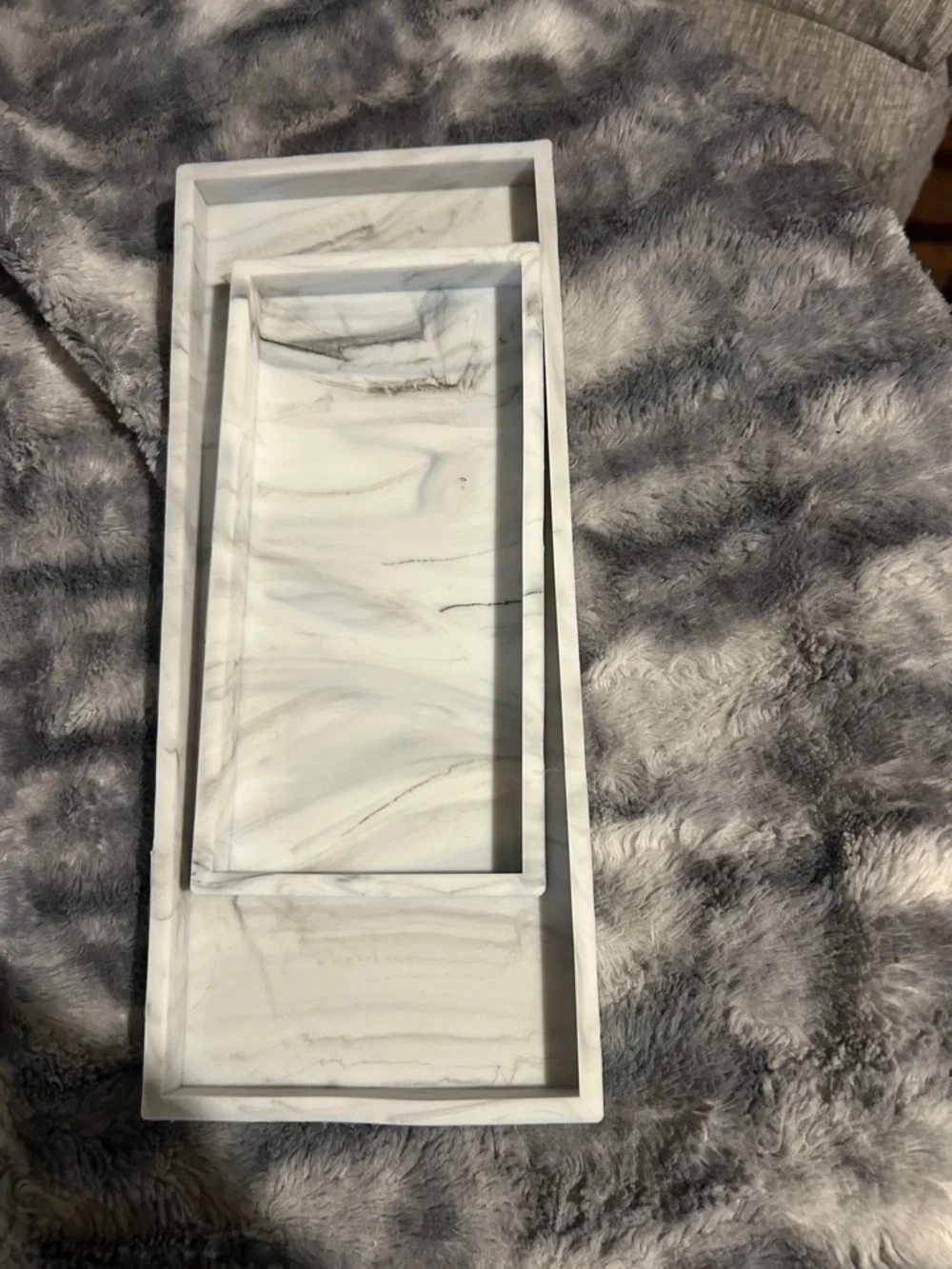 Amazon White Marble-Effect Vanity Tray Set